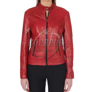 Veste en cuir véritable de haute qualité pour femmes élégantes Slim Fit Design broderie décoration veste en cuir respirant en gros - Product Image 1