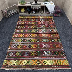 Alfombra Turca Vintage de 6x9.4 pies (184x288 cm), Alfombra Kilim con Diseño Geométrico Arcoíris - Product Image 1