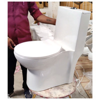 WC monobloc de luxe, modèle 4D à siphon, avec chasse double et abattant à fermeture douce, blanc premium, pour salle de bain