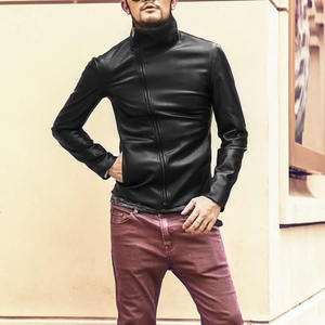 Nueva llegada chaquetas de cuero de moda de tamaño personalizado Original piel de oveja Stand Collar High Street Style para el invierno - Product Image 3