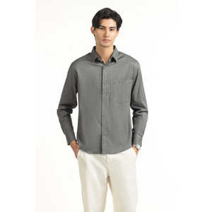 Camisas Casuales para Hombre, 100% Algodón, Doble Botonadura, Antiarrugas, Tela Popelina Satinada, Corte Regular, Modelo ODM MN-CS-SS25-239 - Product Image 6