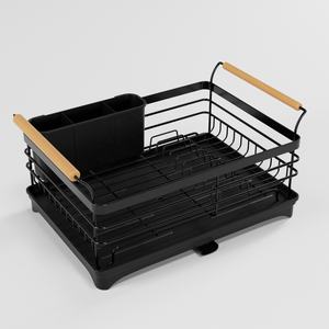 Égouttoir à vaisselle <span class=keywords><strong>de</strong></span> <span class=keywords><strong>cuisine</strong></span> en gros avec bac <span class=keywords><strong>d</strong></span>'égouttement, égouttoir à vaisselle en métal avec porte-<span class=keywords><strong>ustensiles</strong></span> pour utilisation sur le comptoir - Product Image 2