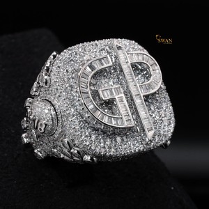 Anillo de Moissanita de Oro Sólido de 10K con Letras de Diamante GP, Joyería Llamativa de Hip Hop Iced Out, Regalo de Moda de Lujo para Hombres - Product Image 2
