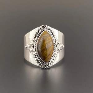 Anillo de Plata 925 Gótico Otomano con Ojo de Tigre Engastado, Talla Personalizada, Clásico Bohemio Hecho a Mano para Hombre, Boda, Fiesta, Tercera Opción - Product Image 6