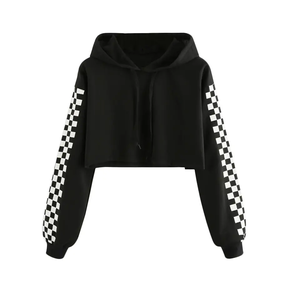 เสื้อฮู้ดแขนยาวลำลองมีฮู้ดสำหรับเด็กผู้หญิงเสื้อครอปมีฮู้ดแบบสั้นผ้าโพลีเอสเตอร์100% ทันสมัย - Product Image 5