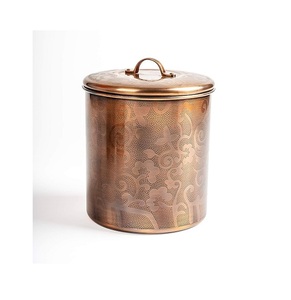 Ensemble de 4 bidons en cuivre de qualité supérieure au design antique fait à la main pour la cuisine avec couvercle pour restaurants plats et articles ménagers - Product Image 4