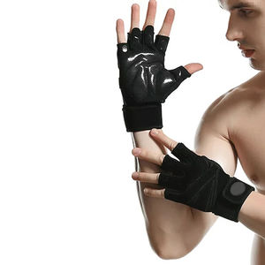 Vente en gros sur mesure Gants d'entraînement demi-doigts pour hommes Dernier design Gants d'haltérophilie en néoprène et en cuir en vente - Product Image 5