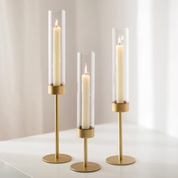 Ensemble de 3 chandeliers dorés hauts en laiton, porte-bougies écologiques modernes, centre de table de Noël, décoration de mariage et de fête