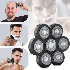 7 cabezales de repuesto para afeitadora eléctrica de doble anillo universal, para uso facial, color negro - Product Image 1
