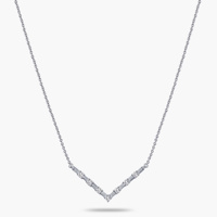 Collier unisexe en or 14 carats massif pur, en forme de V, avec diamant de laboratoire certifié taille baguette de 0,33 ct, collection V.B Arts Minimalist, 18 pouces