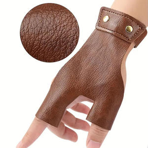 Gant de protection pour tir à l'arc à deux doigts, en cuir, pour arcs traditionnels et arcs à cheval, sangle de poignet réglable - Product Image 5