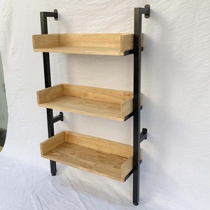 KTT68018 <b>Wall</b>-<b>Mounted</b> 3-Tier Storage <b>Shelf</b> with Iron Frame Rubberwood for Home Living Room - Product Image 5
