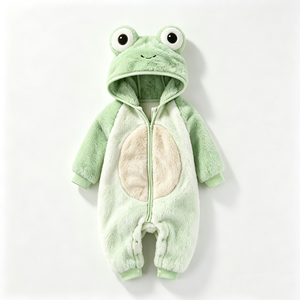 Combinaison à capuche personnalisée grenouille verte en peluche pour bébé, avec rembourrage en coton PP, costume animal nouveau-né pour fête - Product Image 1