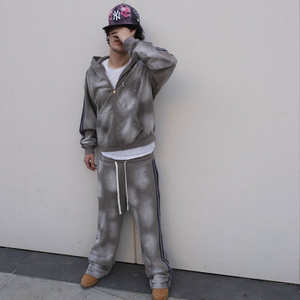 Ensemble de sweat-shirts unisexes en molleton délavé à l'acide respirant Polyester/Coton Enfants Unisexe Survêtement Streetwear Coupe courte surdimensionnée Hiver - Product Image 1