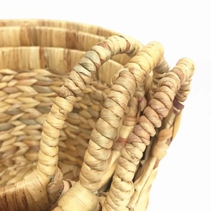 Cestas de jacinto de agua de tendencia superior 2023, manijas integradas, solución de almacenamiento tejida a mano, estantes de despensa, tapa tejida, Material de PC - Product Image 3