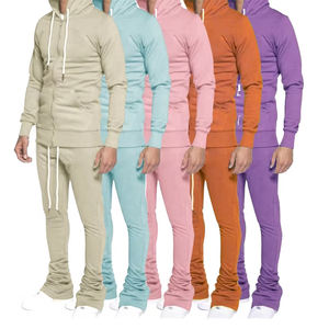 ชุดวอร์มผ้าฝ้ายมีฮู้ดแบบรูดซิปชุดวิ่งออกกำลังกายกางเกงวอร์มแบบซ้อนกันระบายอากาศได้ดีผลิตจากปากีสถาน - Product Image 1