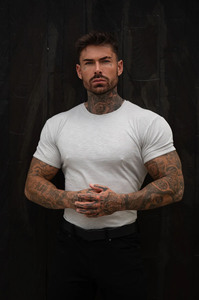 Vente en gros de vêtements en vrac T-shirts pour hommes bleu clair à col rond flammé 100% coton respirant T-shirt de gymnastique et d'entraînement avec logo personnalisé pour hommes - Product Image 5