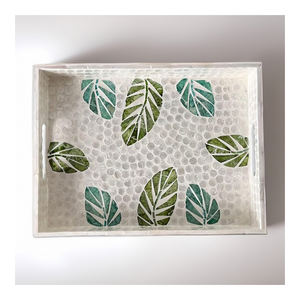 Bandeja con incrustaciones de nácar de Vietnam ecológica, bandeja de servicio duradera hecha a mano para decoración de Hotel Bar Cafe-SM2028 - Product Image 1