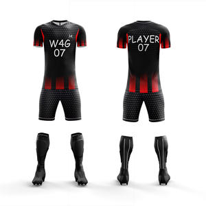 Ventes en gros de maillots de football personnalisés, shorts et ensembles uniformes de club de football, 100% polyester, logo personnalisé sur le devant, uniformes de saison printemps-été - Product Image 3