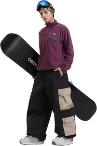 Pantalon de ski pour femme Baggy Cargo Snowboard Pants Loose Casual Multi Pockets Insulated Sport Waterproof Windproof 100% Polyester pants - Product Image 3