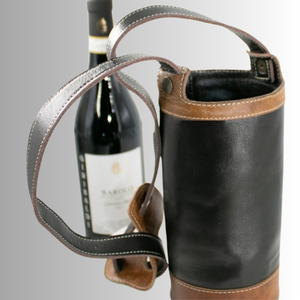 Bolsa de vino de cuero de una sola botella de primera calidad Portavasos de vino de cuero genuino elegante con asa Ideal para regalar viajes y almacenamiento - Product Image 3