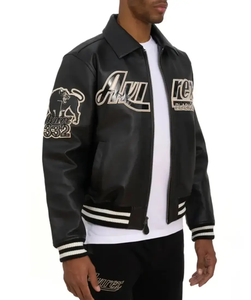 High Quality Customized Avirex <b>Men's</b> Winter Cow Skin Leather Stand Collar <b>Jacket</b> Trending Fashionable in Factory Price - Product Image 5