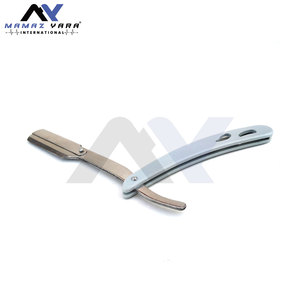 Navajas de barbero de acero inoxidable con bloqueo giratorio para afeitar bigote y barba, navaja de afeitar recta plegable con soporte para cuchillas, para barbería y salón - Product Image 1