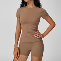 Ensemble de yoga 2 pièces en Spandex/Nylon respirant, tenue de sport fitness, legging taille haute et brassière de sport pour femme