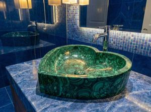 Lavabo Redondo de Piedra de Ágata de Lujo Moderno Hecho a Mano, Decoración Ecológica para Baño, Hogar u Oficina, Ideal para Diwali - Product Image 5