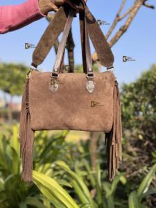 Bolso de Mano de Cuero Vacuno Occidental, Bolso Tote con Flecos de Cuero Tallado, Bolso Elegante, Bolsos de Cuero para Mujer Multiusos - Product Image 4