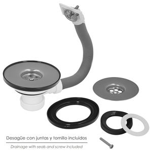 Valvola per lavabo O/ 115 mm. Altezza 1 1/2 pollici 40 mm. Con sistema di troppopieno - Product Image 3