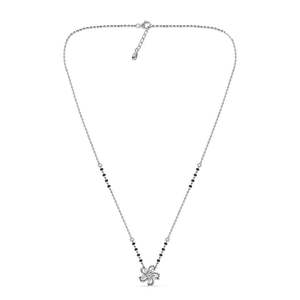 Achetez un Mangalsutra en argent pur avec motif floral, perles de diamant et de perles d'or, un bijou ethnique religieux, un cadeau parfait pour votre femme - Product Image 3