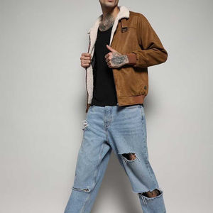 Nueva Llegada, Entrega Rápida, Precio con Descuento, Chaqueta de Invierno para Hombre, de Gamuza y Cuero, con Capucha, Cierre de Cremallera, Transpirable, con Revestimiento, Servicio OEM - Product Image 4