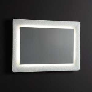Fused Glass 90x62 LED <b>Framed</b> <b>Mirror</b> with <b>White</b> Frame and Grits - Product Image 2