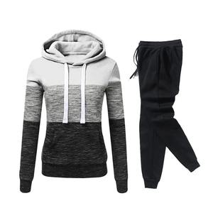 Conjunto deportivo informal de dos piezas para mujer, pantalones de chándal 100% de algodón y sudadera con capucha, jerséis para correr diariamente en nuevo color - Product Image 2