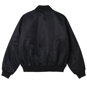 Venta al por mayor de logotipo personalizado frente Formal Softshell chaqueta cortavientos en blanco acolchado satén lona Bomber chaqueta Unisex ropa de calle - Product Image 2