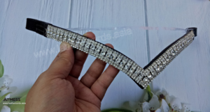 Bandeaux élégants en cuir cristal pour chevaux Rembourrage confortable en cuir de vache Accessoire élégant pour les spectacles d'équitation - Product Image 3