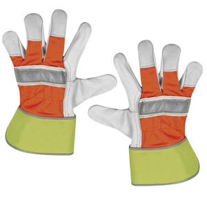 Gants de travail en cuir de vachette écologiques, doublés de coton, compatibles écran tactile, pour l'extérieur, robustes, pour la construction - Product Image 3