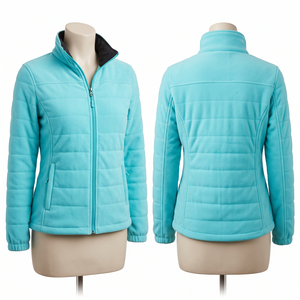 Veste polaire à capuche unisexe 320 GSM Premium, bleu aqua, avec empiècements matelassés, idéale pour la randonnée et le camping en hiver - Product Image 1
