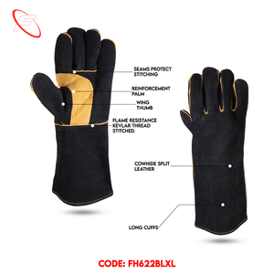 2024 meilleure qualité en cuir de vachette fendu bâton en cuir et gants de soudage MIG poignée extrême sécurité gant de travail gants en cuir du Pakistan - Product Image 2