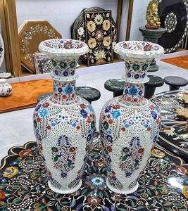 Vase à fleurs en marbre vintage de grande taille, de haute qualité, semi-précieux, art fin, sculpté à la main, design en filigrane, vases uniques, objet de décoration pour la maison - Product Image 1