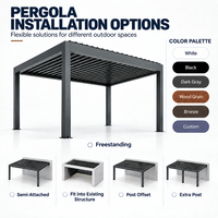 Pergola bioclimatique moderne en aluminium imperméable de luxe avec porte en verre pour patio, jardin, terrasse et bord de piscine