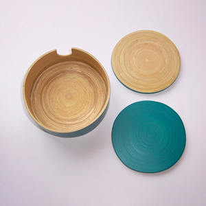 Posavasos de Bambú y Madera de Alta Calidad al por Mayor, Juego de Posavasos de Bambú Enrollado con Soporte - Product Image 2