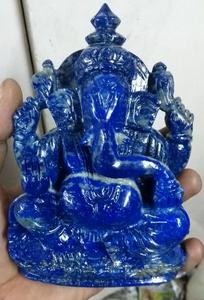 2022รูปปั้นแกะสลักหินกึ่งมีค่าทางศาสนาสำหรับตกแต่งบ้านงานฝีมือจากธรรมชาติ Lapis Lazuli พิฆเนศ - Product Image 6
