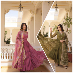 ชุดราตรียาวชุดแต่งงานอินเดียชุดอินเดียชุดกระโปรงยาวแต่งระบายสีเขียว - Product Image 6