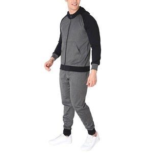 Ensemble de survêtement gris foncé uni pour homme, veste zippée en polaire premium et pantalon de jogging, vêtements de sport d'hiver, vente en gros, vente d'usine OEM - Product Image 2