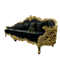 Canapé de salon en bois massif sculpté et capitonné, design français moderne de luxe, super confortable, meubles pour la maison et le bureau à domicile