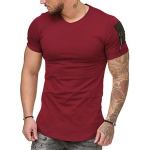 Marca de moda 240GSM camiseta de gimnasio para hombre 100% algodón Regular Fit Casual Color sólido manga corta verano Tops - Product Image 3