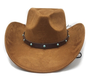 Sombrero de bombín de gamuza Sombrero de vaquero occidental con sombrero de Jazz de estilo tibetano - Product Image 2