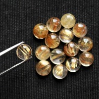 Hot Deal Prix d'usine Rond 6 mm Golden Rutile Cabochons Pierres précieuses de quartz naturel pour les fournisseurs Étalonnage Pierres précieuses en vrac